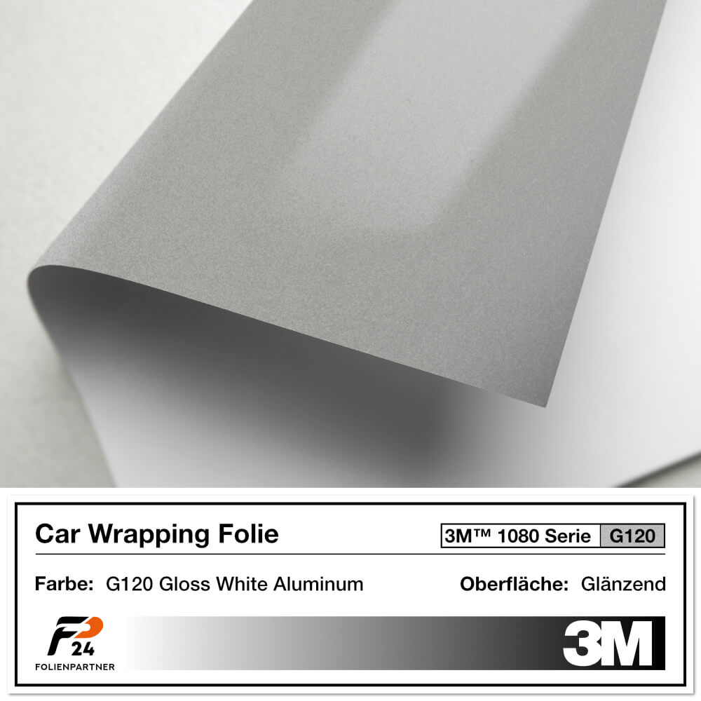 3M 1080 G120 Gloss White Aluminium Car Wrap Autofolie 