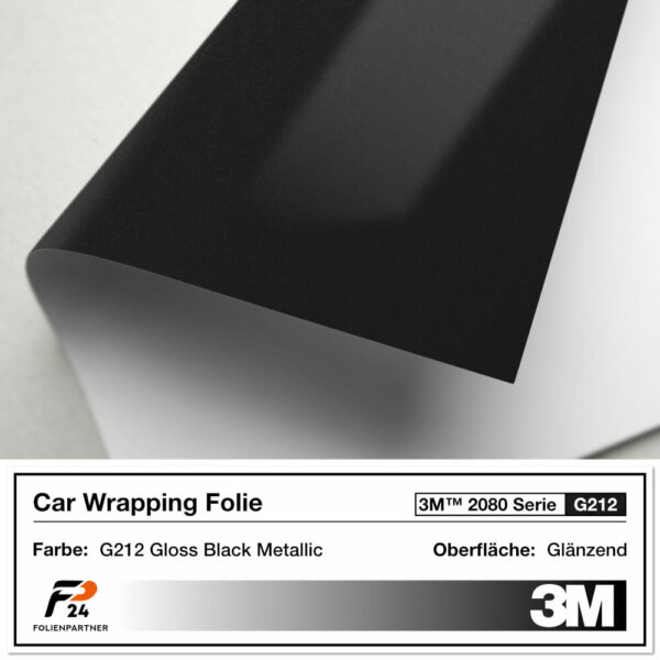 3m 2080 g212 gloss black metallic car wrap autofolie 2