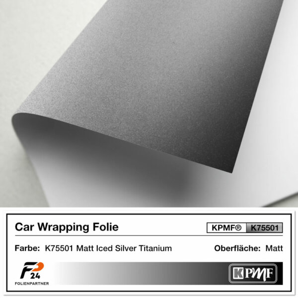kpmf k75501 matt iced silver titanium car wrap autofolie 2
