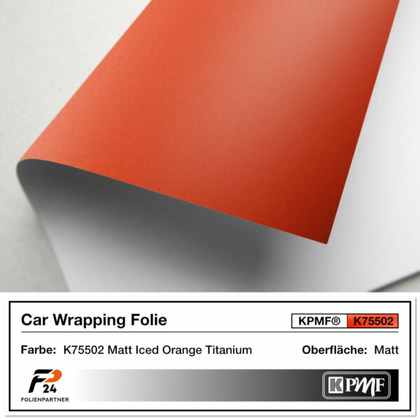 kpmf k75502 matt iced orange titanium car wrap autofolie 2