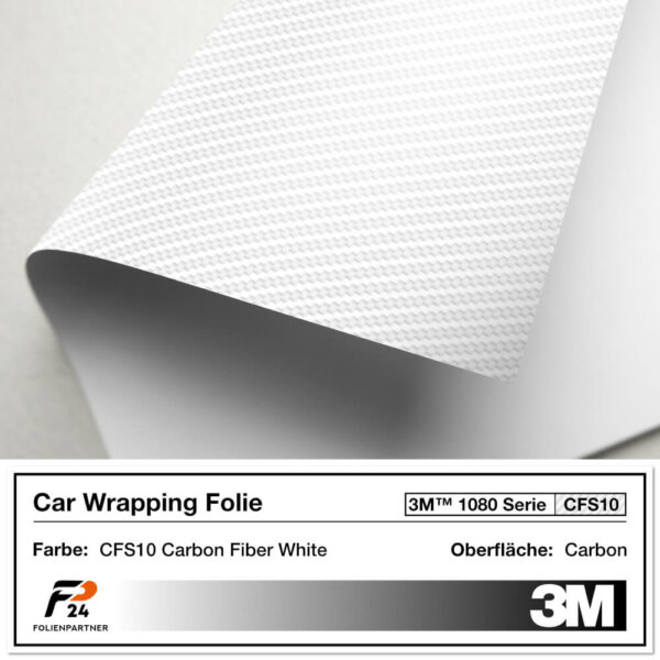 3m 1080 cfs10 carbon fiber white car wrap autofolie 2