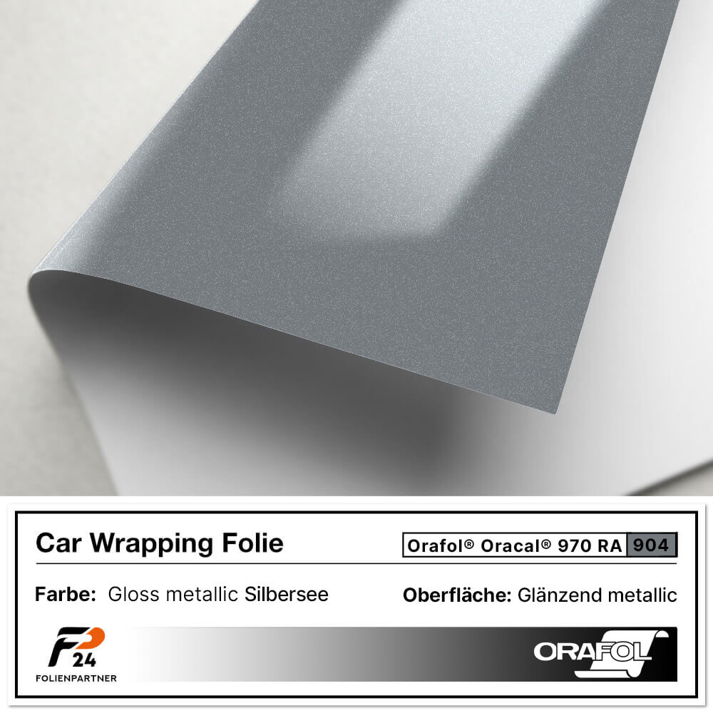 Oracal 970RA 904 Gloss Silbersee Metallic Car Wrap Autofolie 